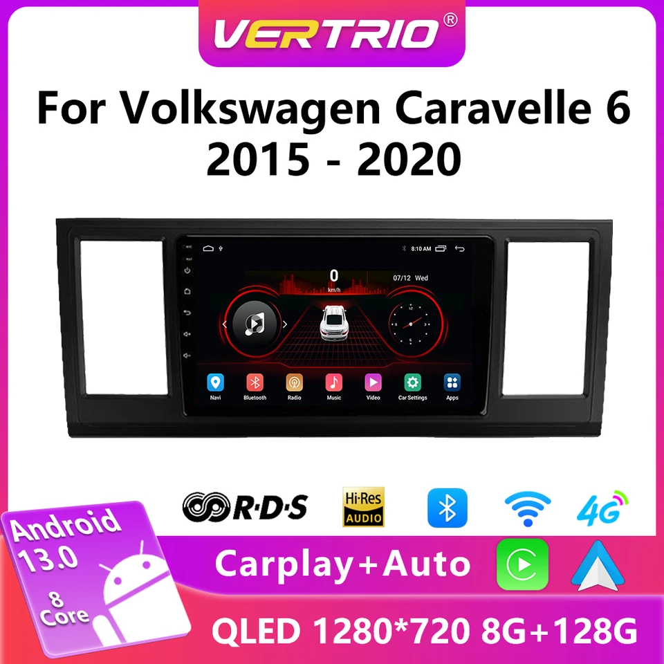 Android 13 Cardio Radio pre VW Volkswagen Caravelle 6 T6 2015-2020 Multimediálny video prehrávač Auto CarPlay Navigation GPS 4G 2 DIN DVD