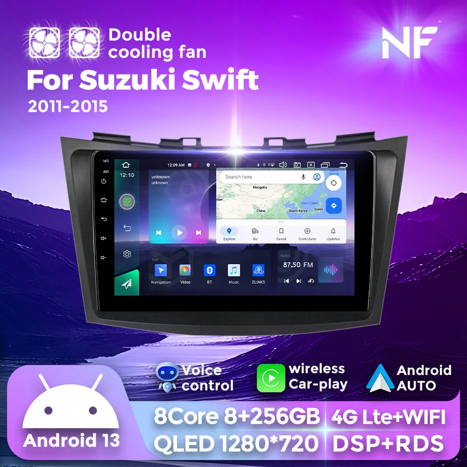 Android 13 CarPlay Auto 2k Screen Car Radio Multimedia pre Suzuki Swift 4 2011 - 2017 WiFi 4G GPS DSP Autoradio Stereo Head Unit