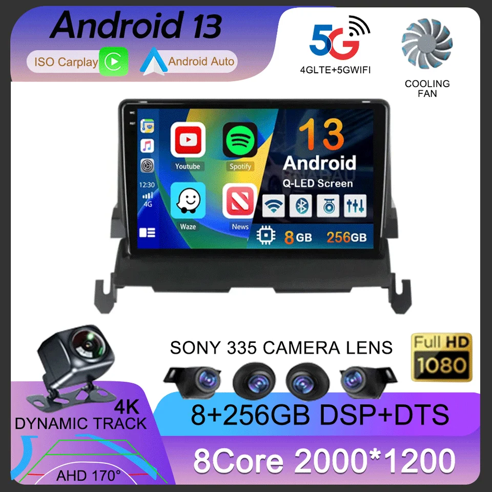 Android 13 CarPlay Auto 4G+WiFi Car Aut Radio pre Dodge Journey 2009 2010 2011 2012 Multimediálny video prehrávač 2DIN GPS Stereo Audio BT