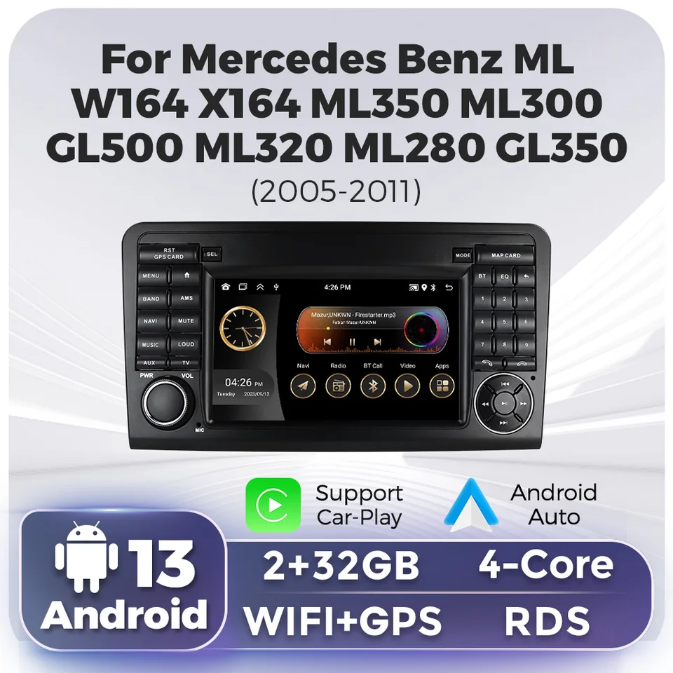 Android 13 multimediálny hráč pre Mercedes Benz Ml GL 320/350/W164 ML350 ML500 X164 ML280 GL350 GL450 2005-2012