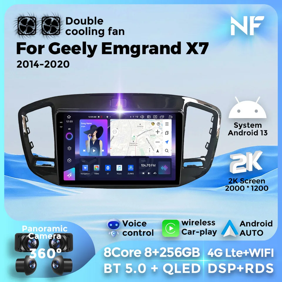 Android 13 pre Geely Emgrand X7 2014-2020 Automobilie Multimedia Video Player Navigation GPS 4G WiFi 8Core 8+256G CarPlay Auto BT