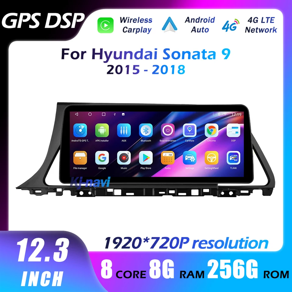 Android 13 pre Hyundai Sonata 9 2015 - 2018 4G WiFi Car Camera Auto Carplay Stereo Player Multimedia navigácia 12,3 palca