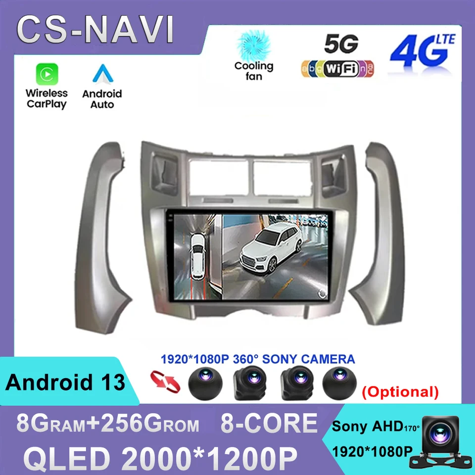 Android 13 pre Toyota Yaris Vizi 2005 - 2012 CarPlay Car Multimedia Player Radio XP90 Rádio Radio Wireless Carpla GPS Navigator BT