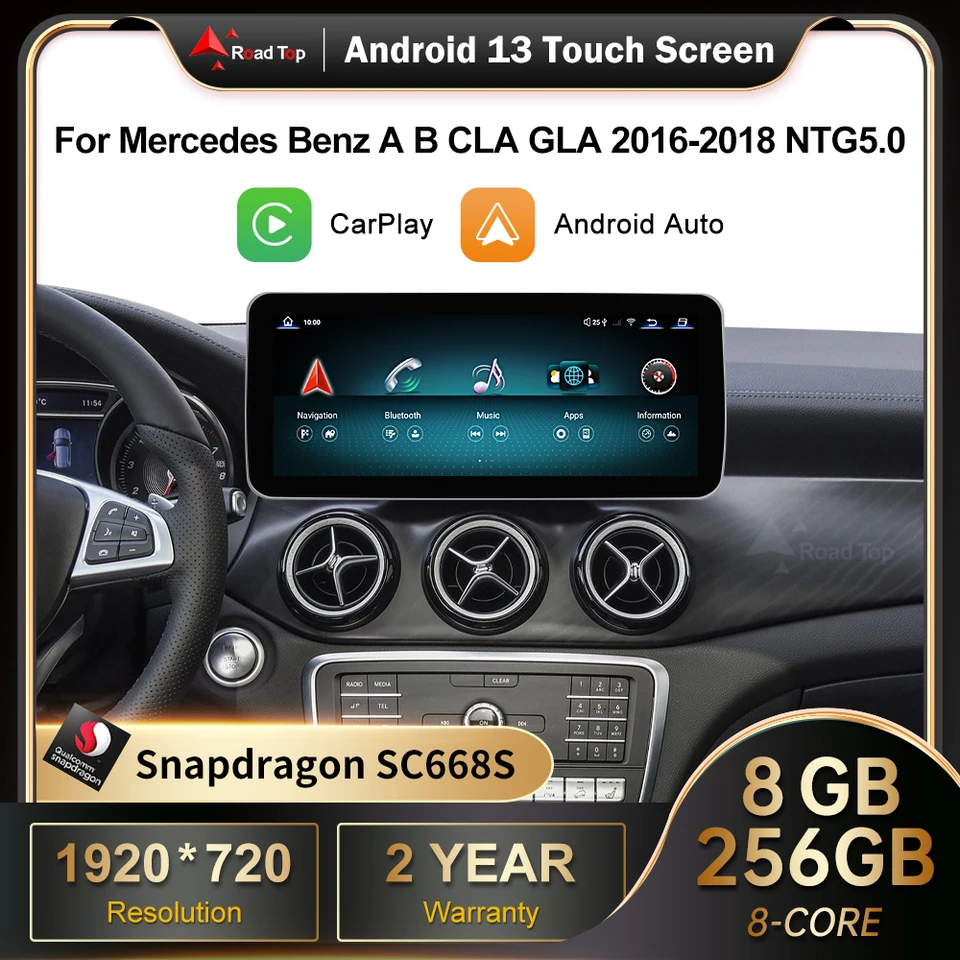 Android 13 Radio GPS Navigation Bluetooth WiFi Head Unit CarPlay Screen for Mercedes-Benz AB Cla GLA trieda X156 W246 2016-2018
