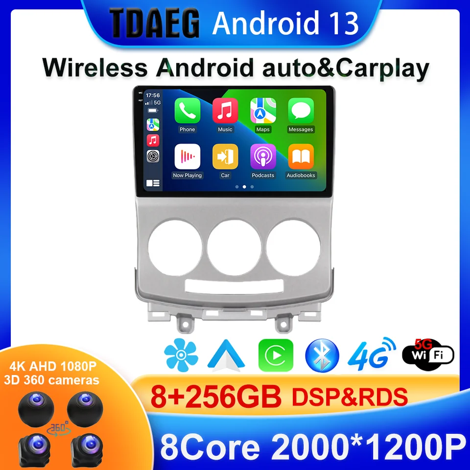 Android 13 Wireless CarPlay Auto BT5.0 2K 8G 256G pre Mazda 5 2 CR 2005 - 2010 Rádio Multimedia Video Player navigáciu GPS