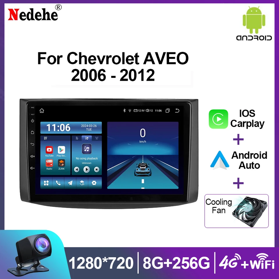 Android 13 Wireless CarPlay Auto Radio pre Chevrolet Aveo T250 2006 - 2012 Multimediálny videozáznam Stereo GPS rozdelená obrazovka GPS