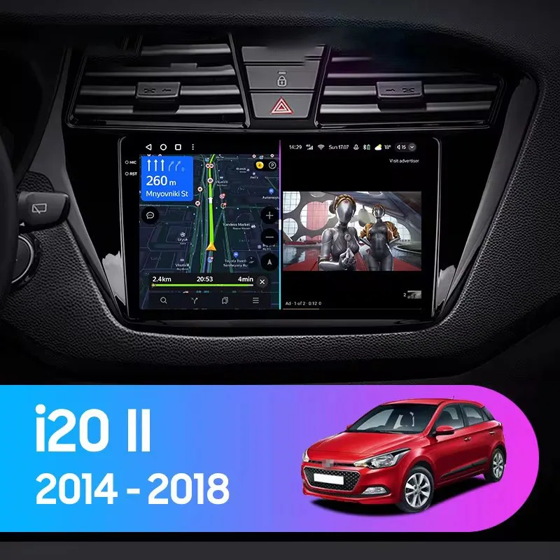 Android 14 2k obrazovky CarPlay Radio pre Hyundai I20 2 II GB 2014 - 2018 RHD Auto Car Multimedia GPS Player Navigation Stereo DSP DSP
