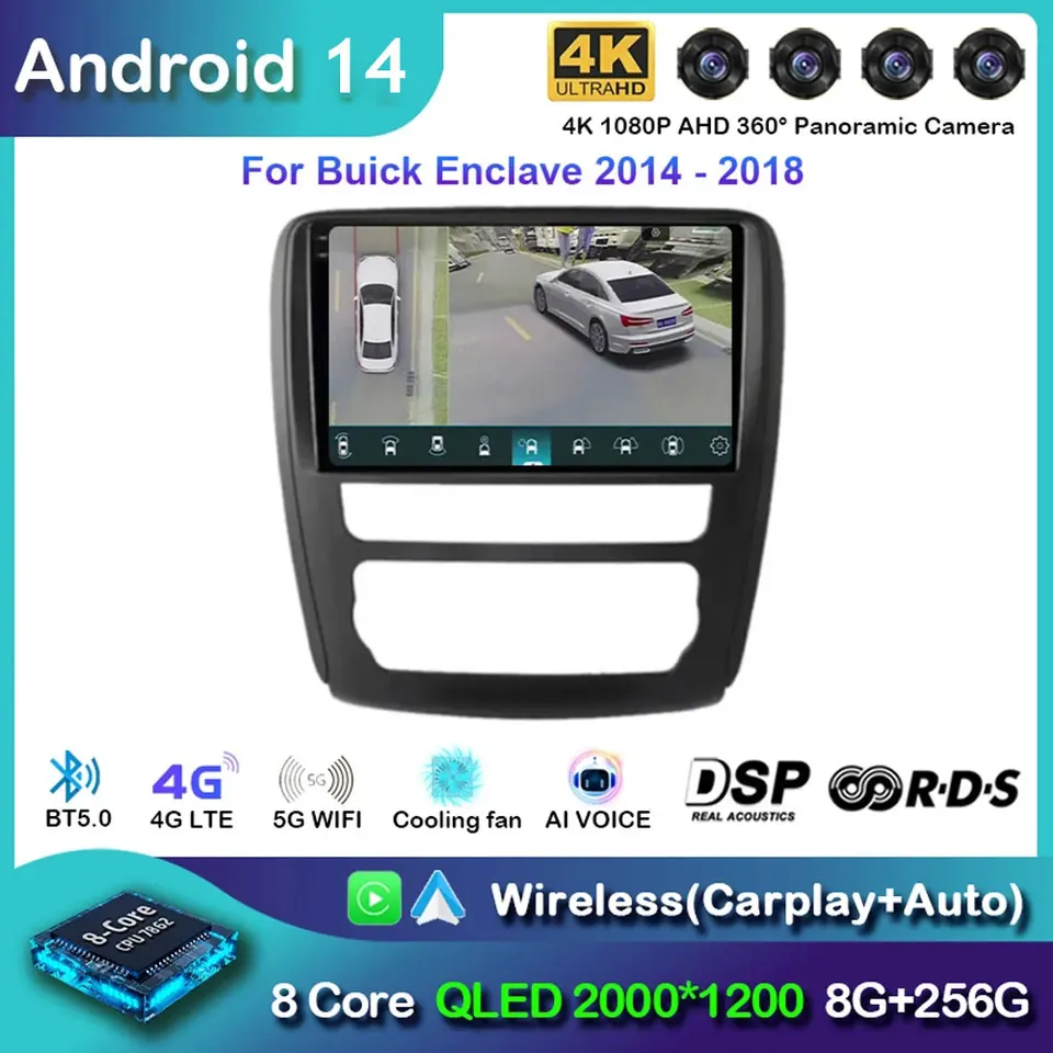 Android 14 Auto Car Radio s obrazovkou pre Buick Enclave 2014 -2018