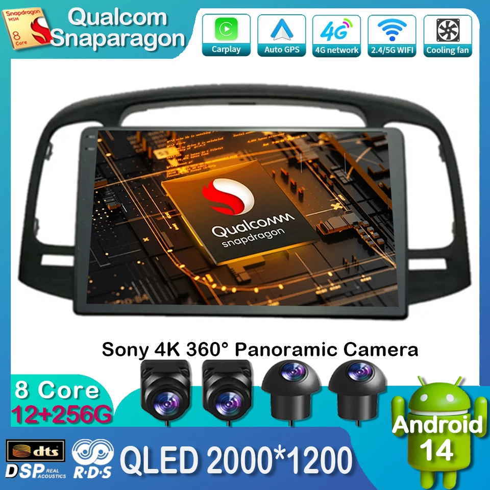 Android 14 Auto CarPlay pre Hyundai Accent 2008 2009 2011 2011 CAR Radio Multimedia Video Player Navigation GPS 360 Fotoaparát WiFi