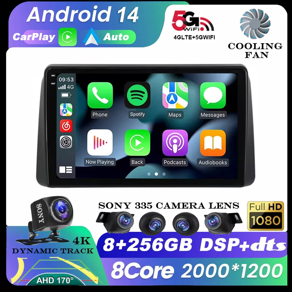 Android 14 Auto pre Chrysler Grand Voyager 5 2011 - 2015 pre Dodge Grand Caravan 2008-2020 Automobilie Multimedia Video Player GPS