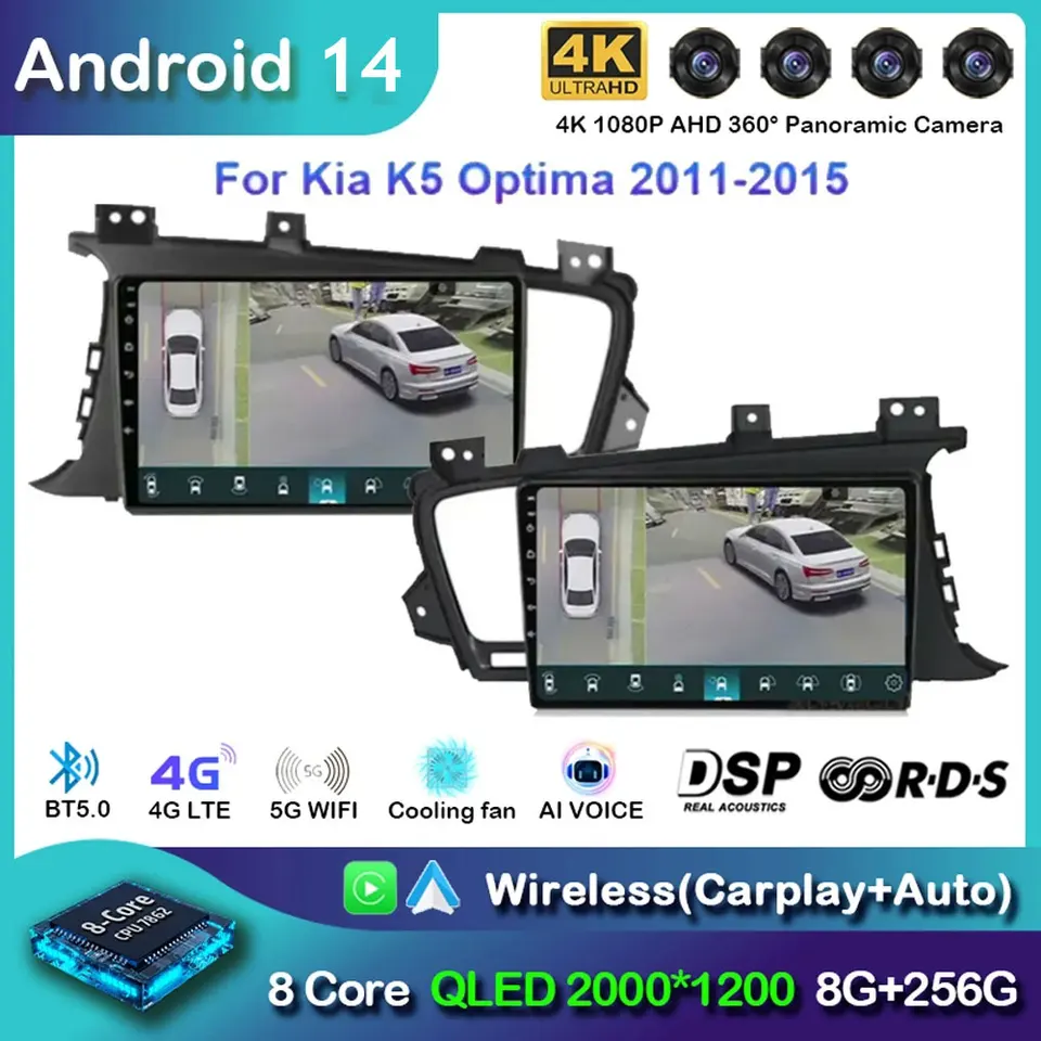 Android 14 Car Radio pre Kia Optima 3 K5 TF T 2010 2012 2012 2013 2014 2015 navigácia GPS multimediálny hráč stereofónny wifi+4G DSP