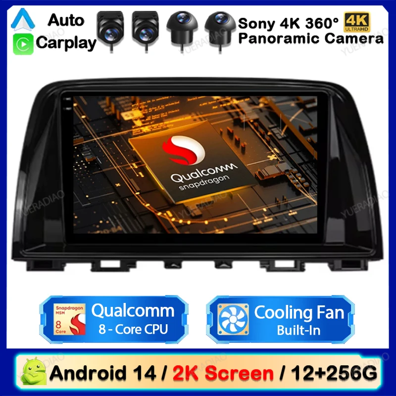 Android 14 Car Radio pre Mazda CX5 CX -5 CX 5 2012 - 2015 Qualcomm Multimedia Stereo Viedo Player Head Unit 4G WiFi GPS Navi QLED