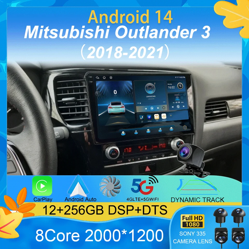Android 14 Car Radio pre Mitsubishi Outlander 3 III GF0W GG0W 2018 - 2021 Multimediálny video prehrávač navigácia Stereo GPS