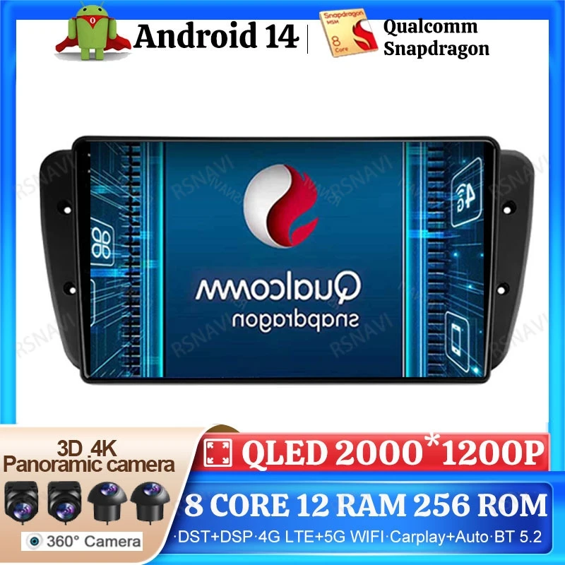 Android 14 Car Radio pre sedadlá Ibiza 6J IV 4 2009 - 2014 Multimediálne navigačné DVD 4G LTE GPS 2DIN Wireless CarPlay Auto BT DSP