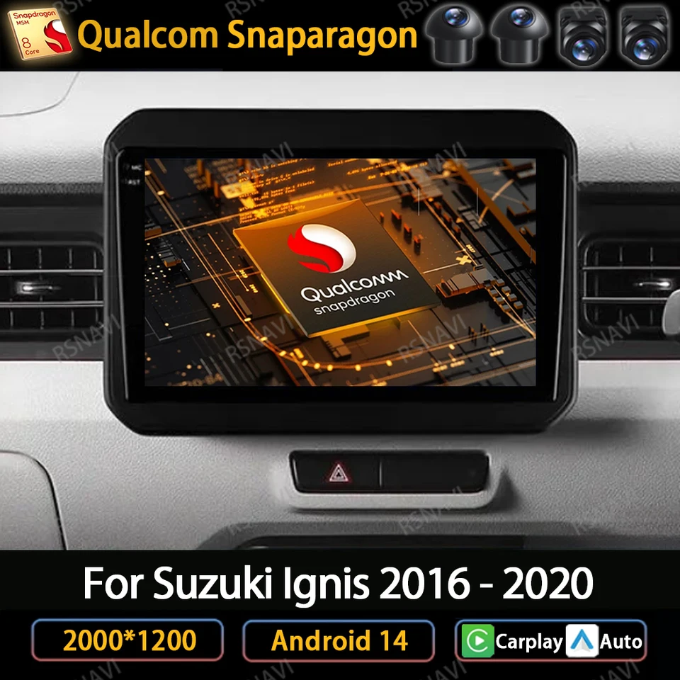 Android 14 Car Radio pre Suzuki Ignis 2016 2017 2018 2019 2020 CarPlay Auto Multimedia Stereo Video Player GPS NAVI 4G WiFi QLED
