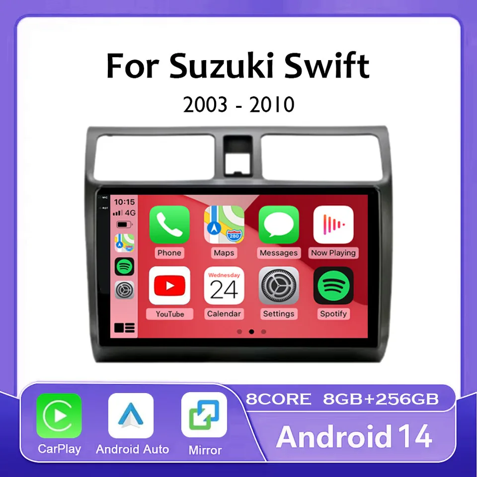Android 14 Car Radio pre Suzuki Swift 2003 - 2006 2007 2008 2009 2010 Multimediálny hráč stereofónny Carplay Auto Head Unit WiFi 4G BT