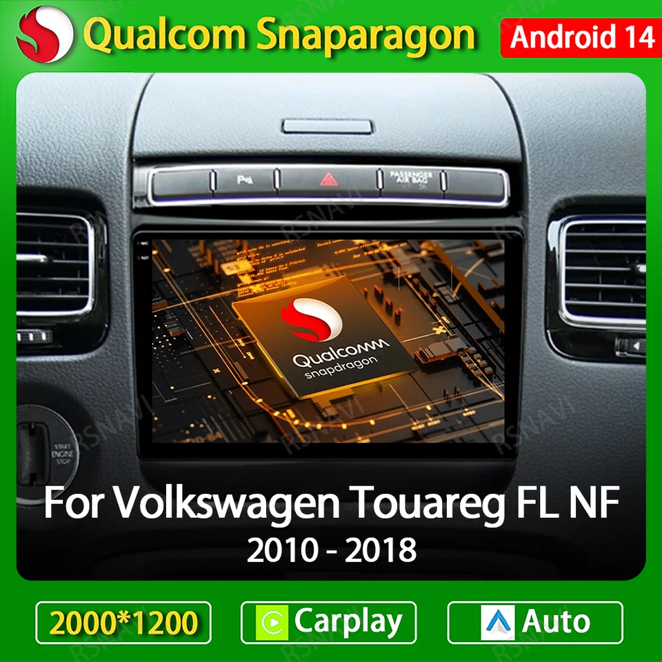 Android 14 Car Radio pre Volkswagen Touareg Fl NF 2010 - 2018 Multimedia Player Navigation GPS Stereo Video 4G WiFi CarPlay Auto