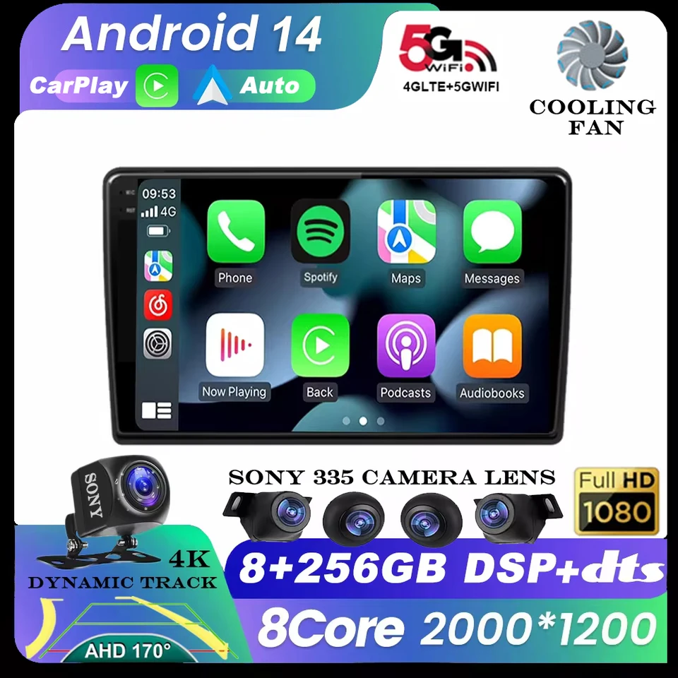 Android 14 CAR VIDEO Player Radio GPS navigácia pre Ford F150 F250 F350 Fusion Mustang Explorer Edge Focus Auto Stereo CarPlay