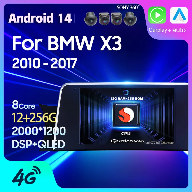 Android 14 Cardio Radio pre BMW X3 F25 2010 2012 2012 2013 2014 2015-2017