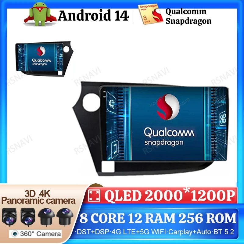 Android 14 Cardio Radio pre Honda Insight 2 2009 - 2014 LHD DSP 4G LTE Stereo Head Unit 5G WiFi GPS Navigation Multimedia DVD BT