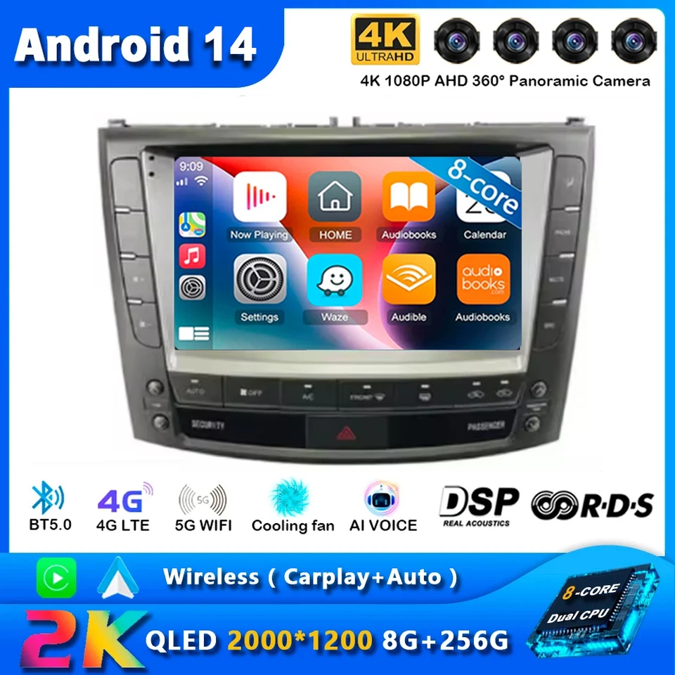 Android 14 Cardio Radio pre Lexus IS250 IS300 IS200 IS220 IS350 2005 - 2012 Multimedia stereofónne video prehrávač 360 Camera CarPlay Auto