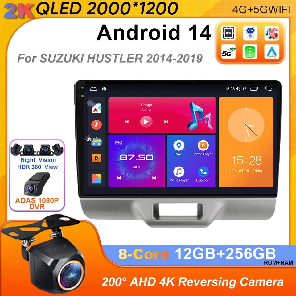 Android 14 Cardio Radio pre Suzuki Hustler 2014-2019 multimediálna navigačná auto Stereo GPS Player CarPlay Autoradio Head Unit 4G 4G