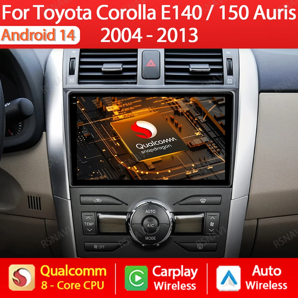 Android 14 Cardio Radio pre Toyota Auris E150 2006 2007 2008 2009 2010 2011 2012 2012 Multimediálny stereofónny prehrávač DVD bezdrôtového automobilu Auto CarPlay