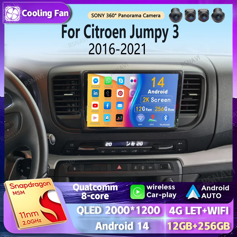 Android 14 CarPlay Auto Car Radio BT Multimedia Player pre Citroen Jumpy 3 2016 - 2021 E53 X5 M5 Autoradio Stereo 2Din Head Unit