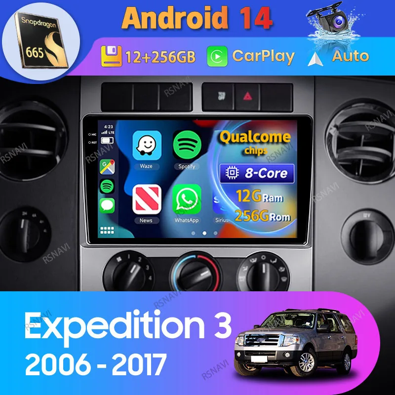 Android 14 CarPlay Auto pre Ford Expedition 3 U3242 U3542 U324 U354 2006 - 2017 CAR Radio GPS navigačné stereo DSP Video Player