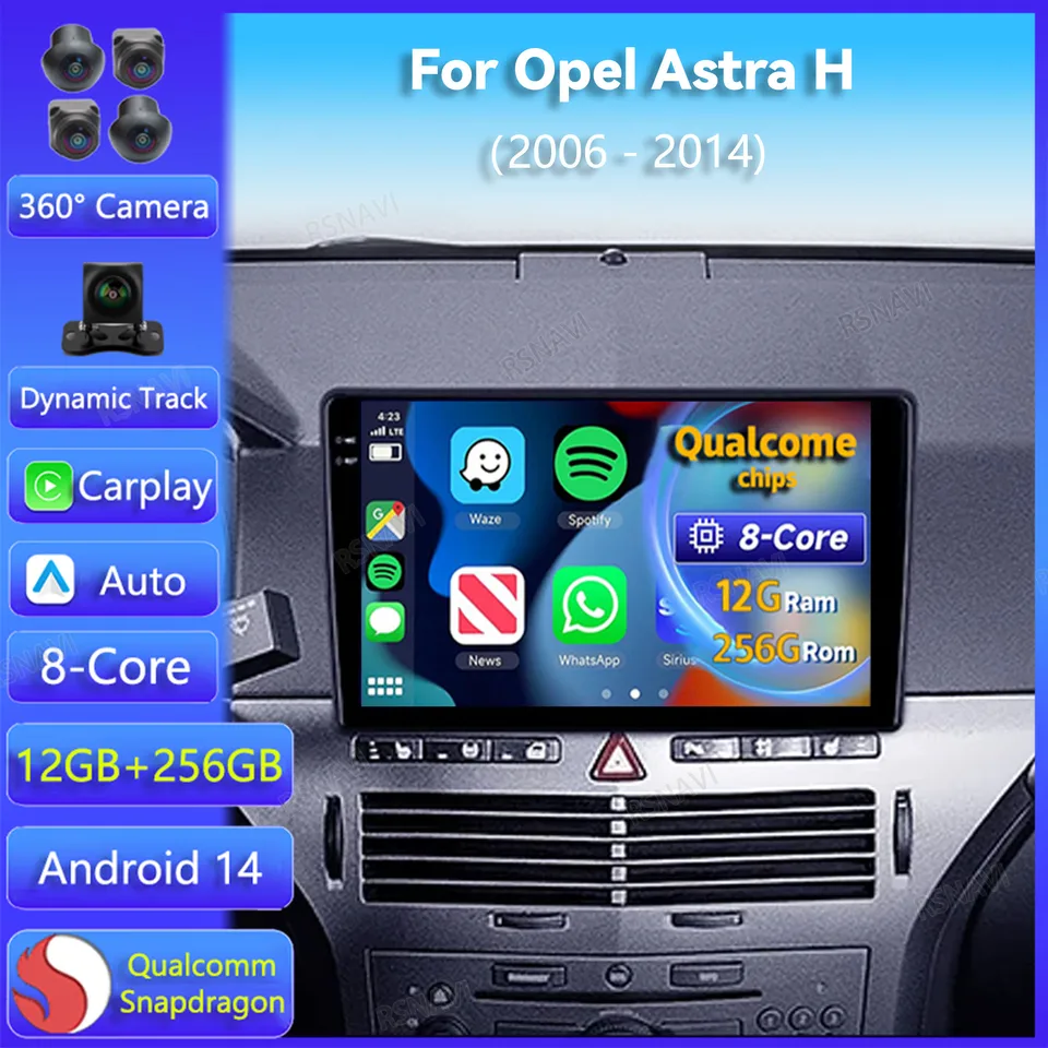 Android 14 CarPlay Auto pre Opel Astra H 2006 2007 2008 - 2014 Car GPS navigácia Video Player 2 DIN Stereo DVD multimédiá