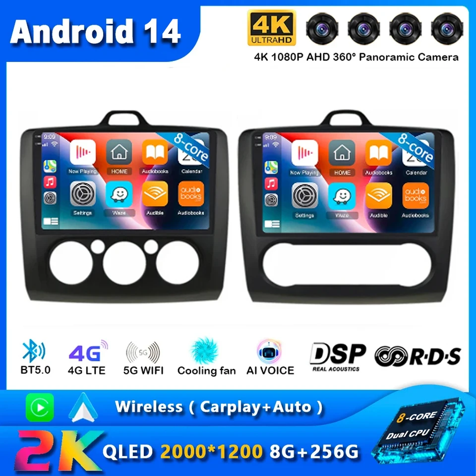Android 14 CarPlay Car Radio pre Ford Focus 2 3 Mk2 Mk3 2004 2005- 2011 Navigácia GPS multimediálny hráč WiFi+4G Stereo Auto DSP