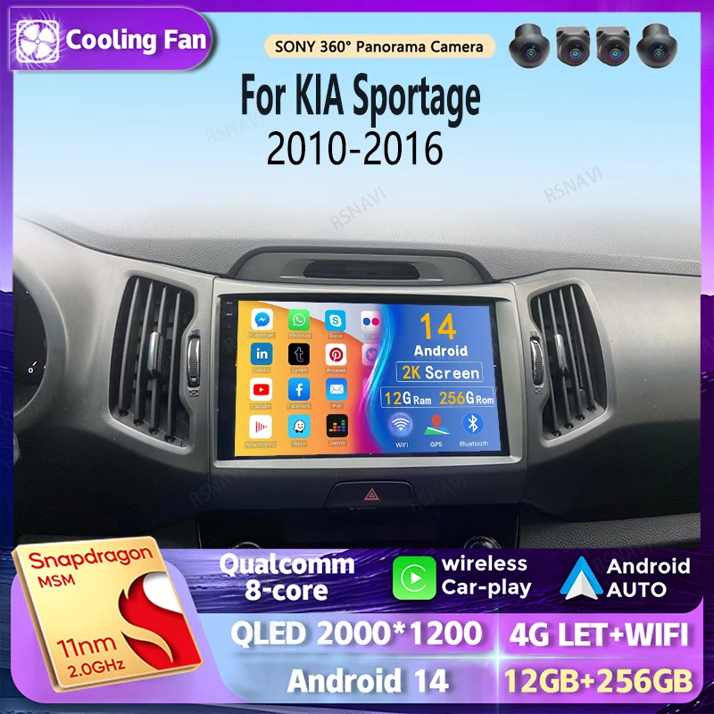 Android 14 CarPlay Car Radio pre Kia Sportage 2010 2012 2012 2013 2014 2015 2016 Navigácia GPS multimediálny hráč WiFi+4G Stereo