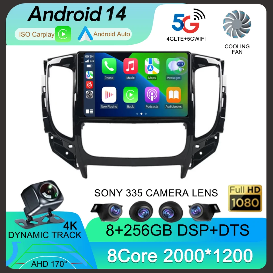 Android 14 CarPlay Car Radio pre Mitsubishi Pajero Sport 3 L200 5 Triton 3 2015 2016 2017 2018 2018 Multimediálny video prehrávač GPS GPS