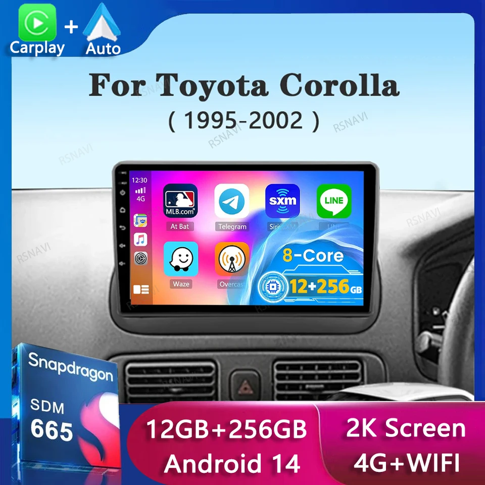 Android 14 CarPlay Car Radio pre Toyota Corolla E110 VIII 1995-2002 4G+WiFi GPS navigácia multimediálneho videa hráča č. 2DIN DVD