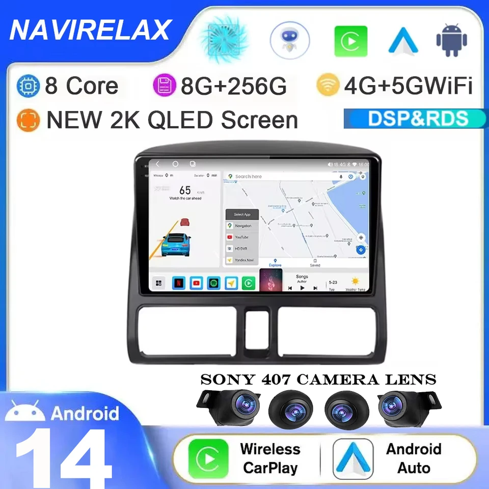 Android 14 DSP 4G pre Honda CR-V CRV 2001 2002 2003 2004 2005 2006 GPS Navigation Car Radio Multimedia Player Autoradio Stereo