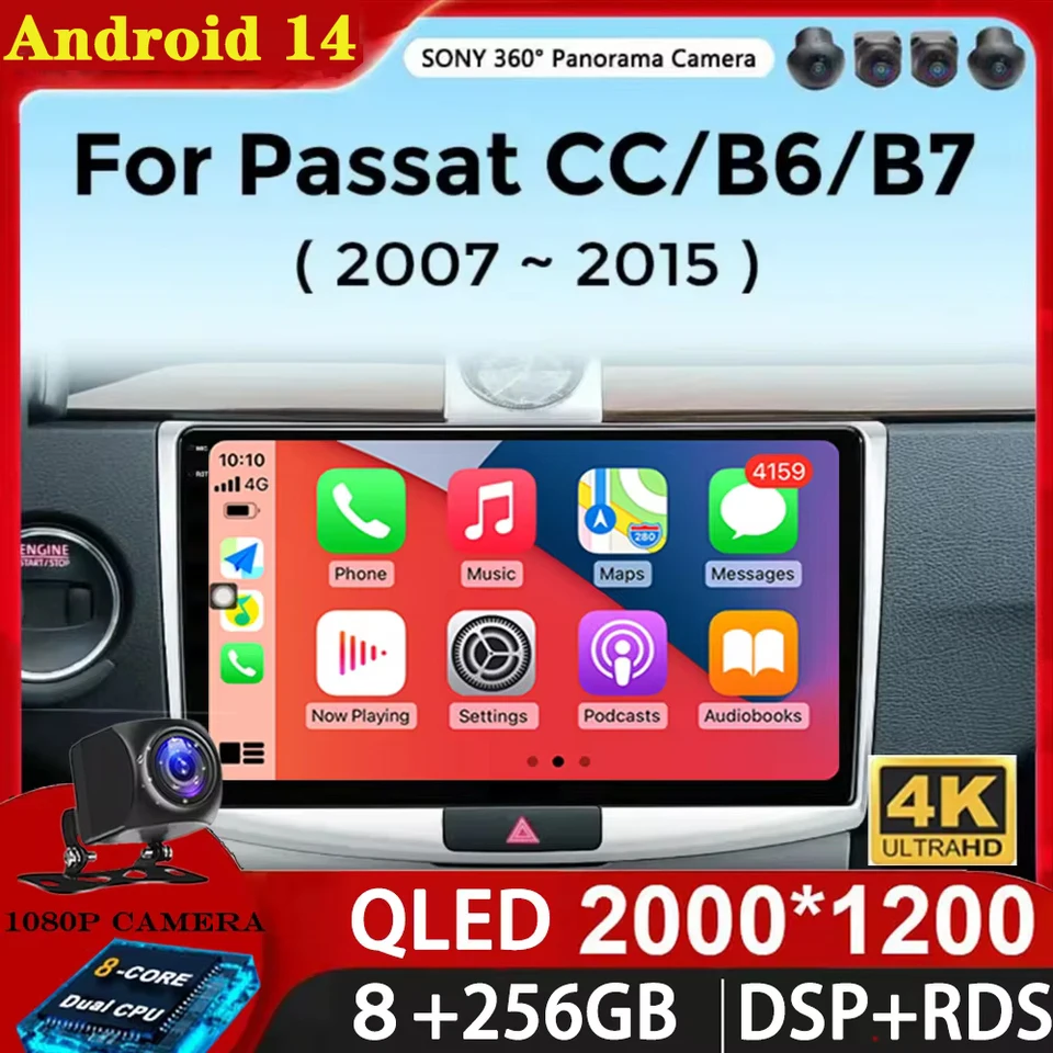 Android 14 multimediálny hráč pre Volkswagen VW Passat B6 B7 CC 2007-2015