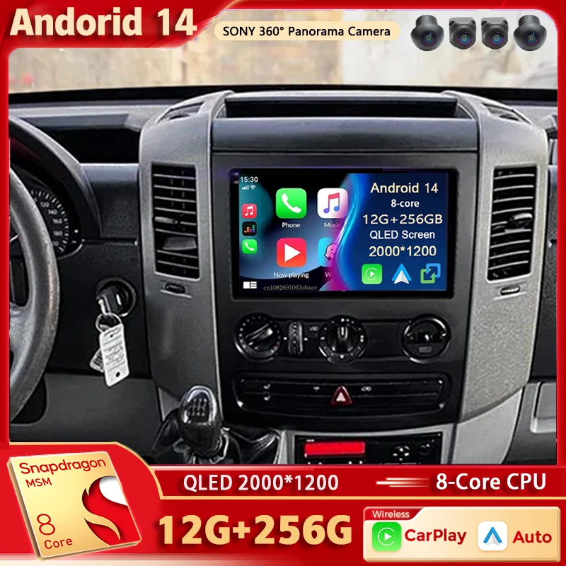 Android 14 pre Benz Sprinter Volkswagen Crafter 2006 - 2016 2K QLED Android Car Radio Multimedia Video Player GPS Stereo CarPlay