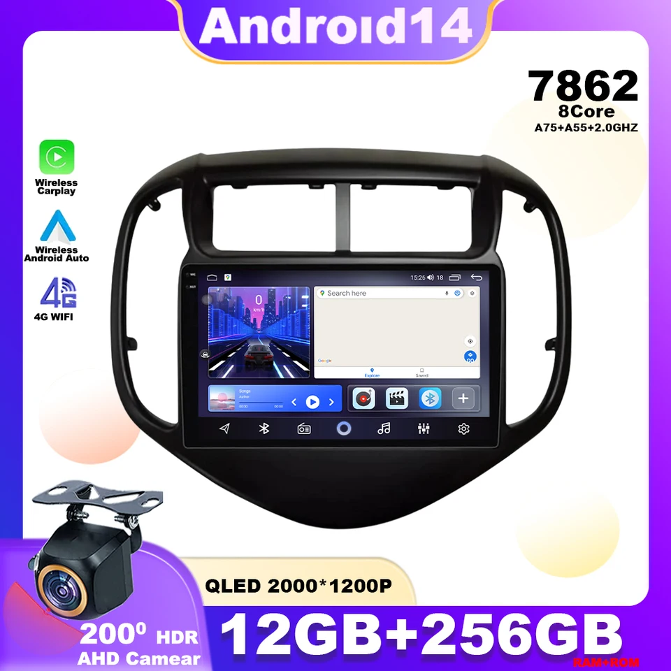 Android 14 pre Chevrolet Aveo Sonic 2017-2021 Automobilie Radio Multimedia Player Navigation GPS WiFi Wireless Carplay Head Unit