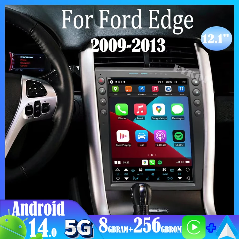Android 14 pre Ford Edge 2009-2013 Car Automotive Multimedia Tesla Screen Car Play Automato Bluetooth GPS 4G WiFi DSP Stereo