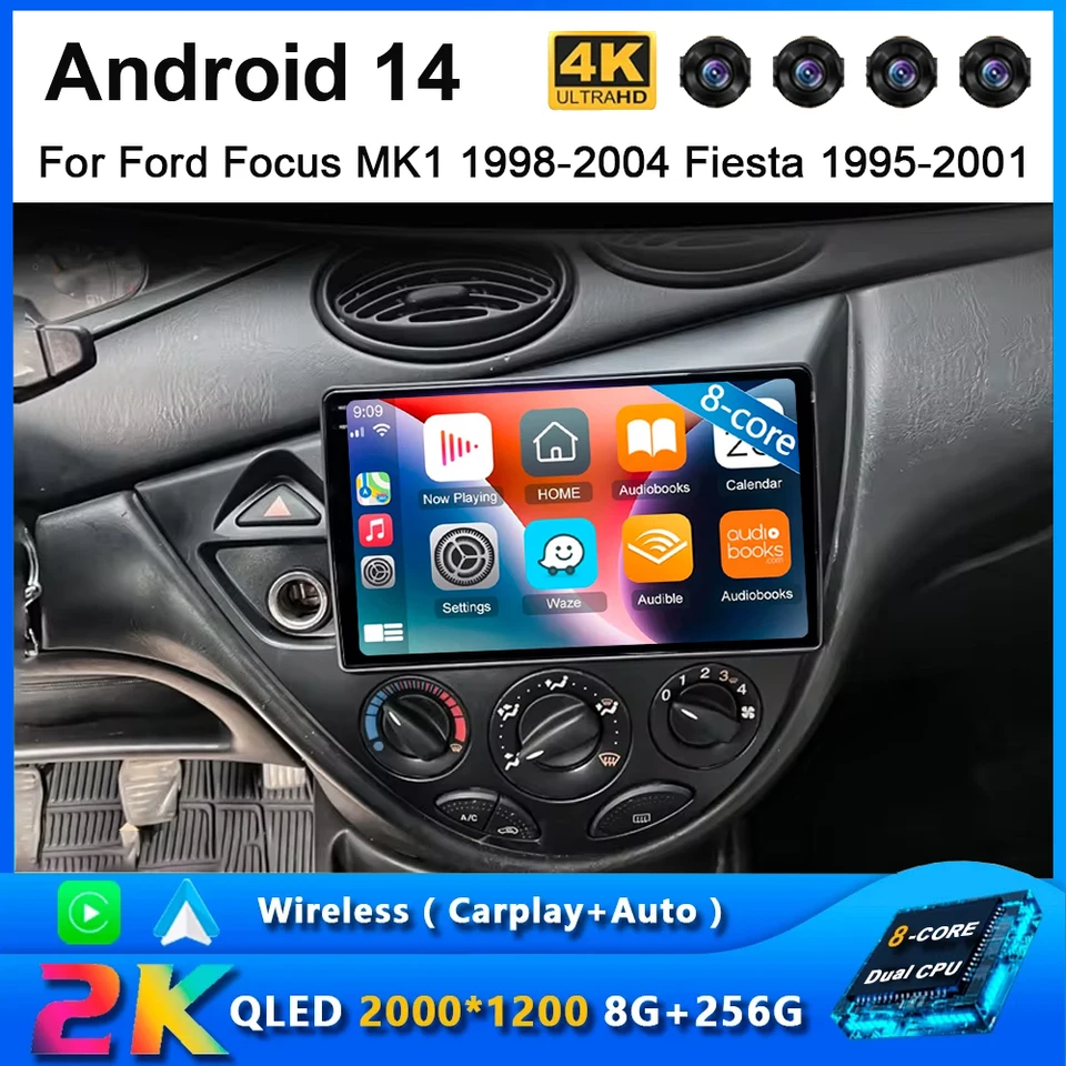Android 14 pre Ford Fiesta 1995-2001 Focus MK1 1998-2004 Car Radio 2 DIN Android Stereo CarPlay Autoradio Head Unit Auto