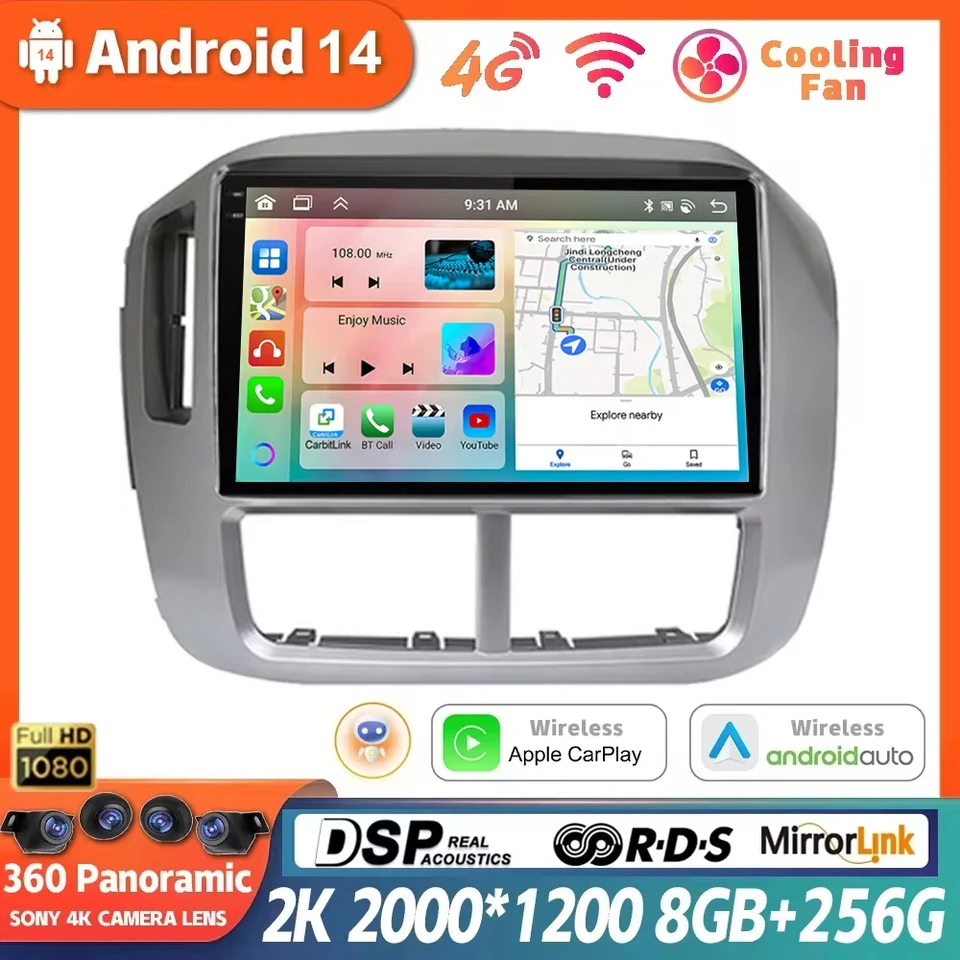 Android 14 pre Honda Pilot 2006 2007 2008 Multimedia Auto CarPlay GPS navigačný prehrávač Stereo Radio 360 Video Fotoapara Head Unit Video