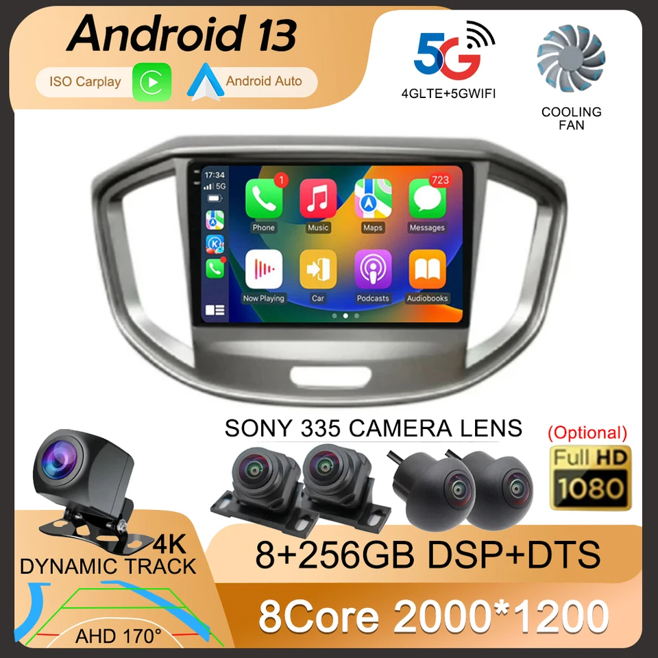 Android 14 pre Jac Rafine M4 2016 2017 2018 CAR Radio navigácia multimediálny hráč stereofónny GPS WiFi+4G CarPlay+Automatické video DSP BT