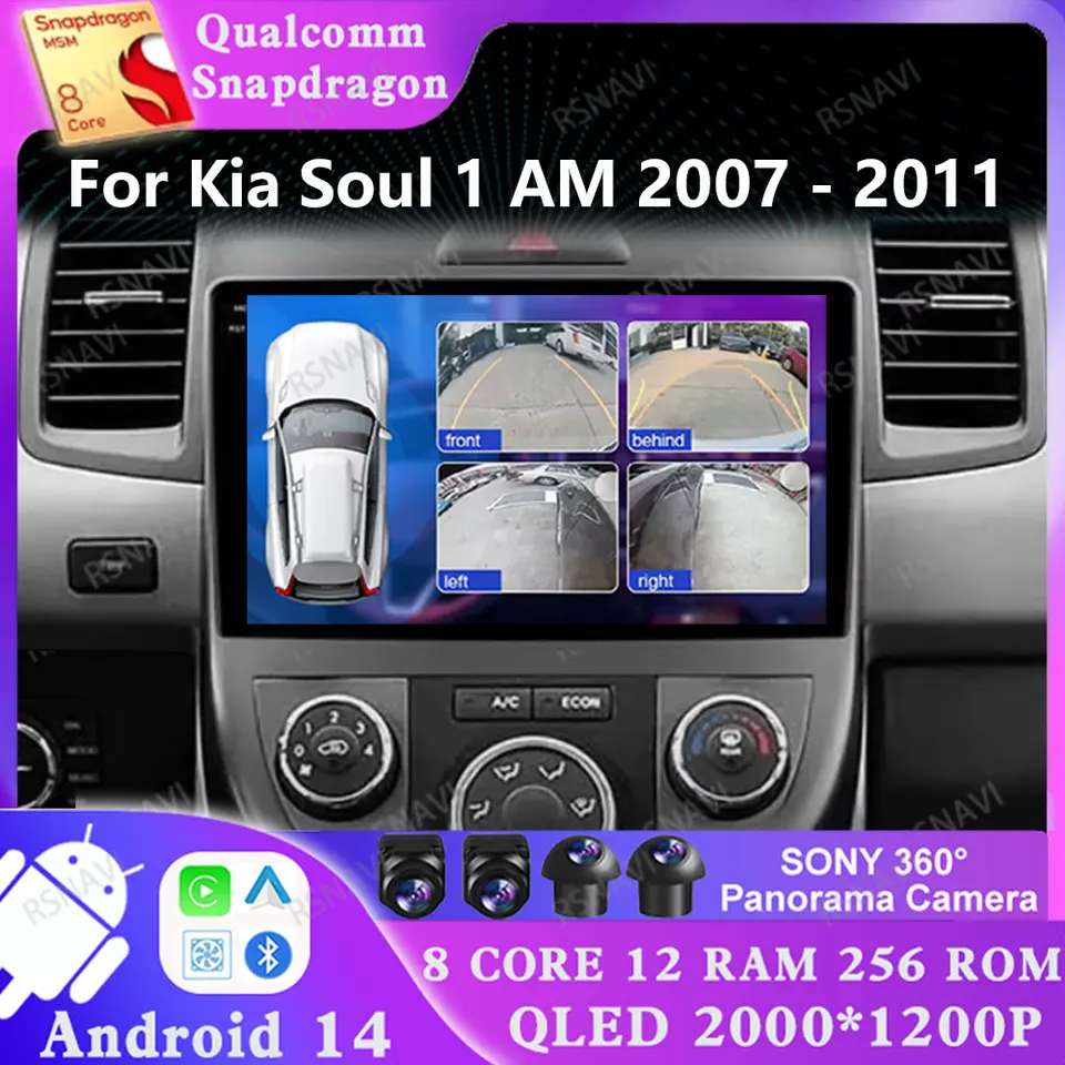 Android 14 pre Kia Soul 1:00 2007 - 2011 Auto Qualcomm DSP 5G WiFi 2 DIN GPS Navigation Stereo Viedo Player Head Unit Multimedia
