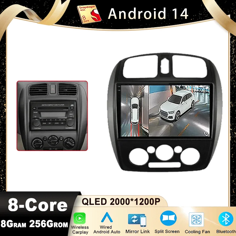 Android 14 pre Mazda 323 2000 - 2003 pre Haima Family 2006 - 2010 Radio Radio Stereo Head Unit Multimedia Player GPS navigácia