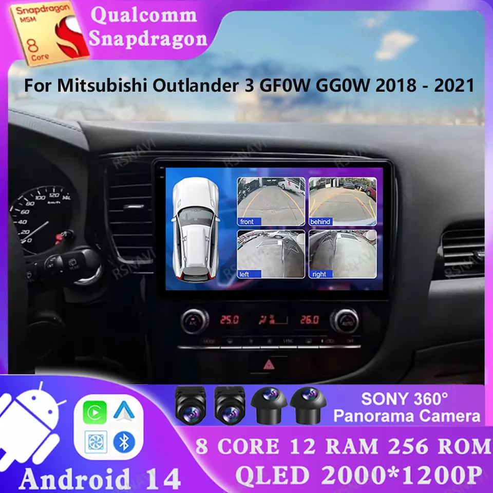Android 14 pre Mitsubishi Outlander 3 GF0W GG0W 2018 - 2021 DSP DVD Qualcomm Stereo Multimedia 2 DIN Navigation Auto GPS 5G WiFi