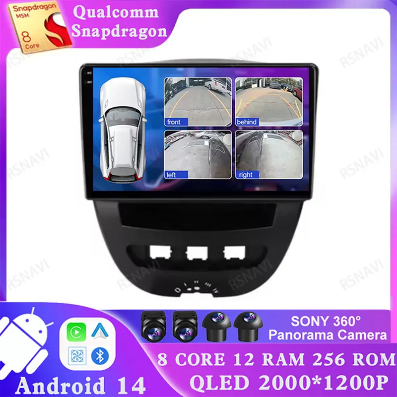 Android 14 pre Peugeot 107 Toyota Aygo Citroen C1 2005 - 2014 2DIN GPS Multimedia Stereo Car Radio BT Qualcomm Viedo Player DSP DSP