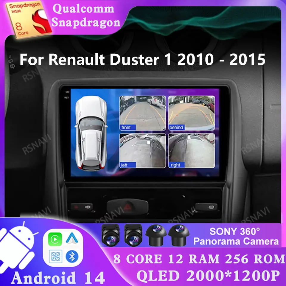 Android 14 pre Renault Duster 1 2010 - 2015 Qualcomm 4G LTE Head Unit Auto 2 DIN Stereo Navigation GPS DVD Multimedia 5G WiFi