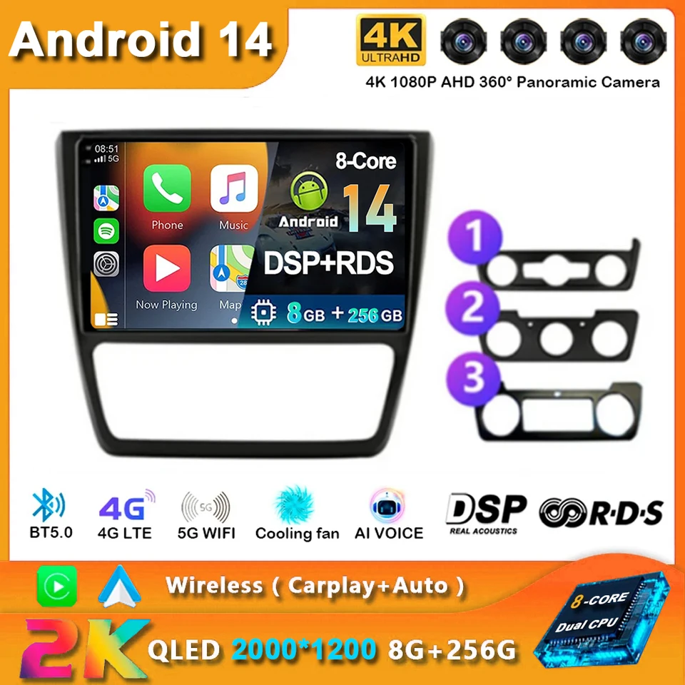 Android 14 pre skod Yeti 5L 2009 2010 2012 2012 2013 2014 Carplay Navigation navigácia multimediálny hráč GPS WiFi+4G Video BT