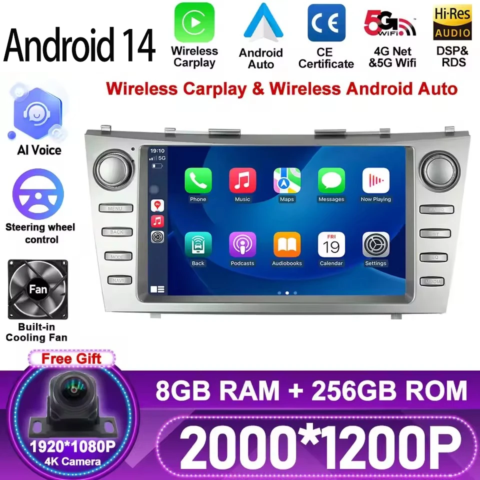 Android 14 pre Toyota Camry 2006 2007 2008 2009 2011 2011 CAR Radio Multimedia Video Player Navigation Stereo Support 4G 5G WiFi