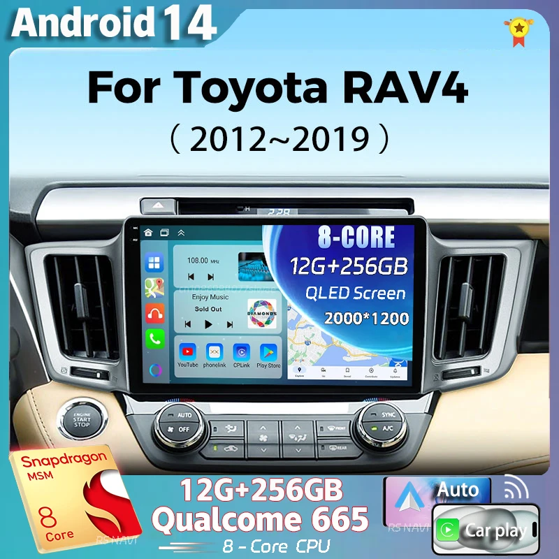 Android 14 pre Toyota Rav4 Rav 4 XA40 2012-2019 2K QLED Android Car Radio Multimedia Video Player GPS Stereo CarPlay